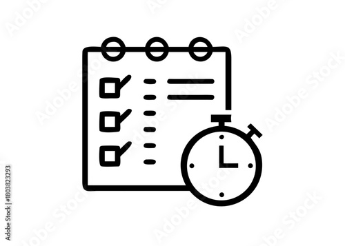 Timed Checklist Icon – Task Timer Planning Vector