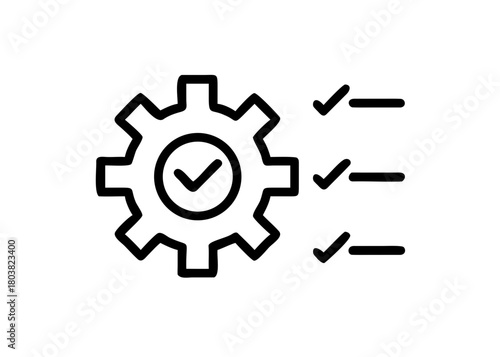 Process Optimization Checklist Icon – Gear With Checkmark and Task List Vector
