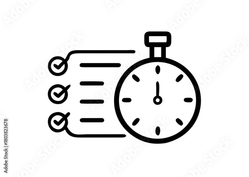 Time Management Checklist Icon – Stopwatch With Task List Vector