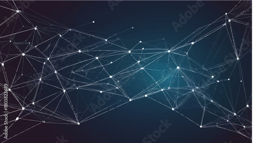 Abstract technology network background with glowing stars, lines, and blue digital pattern for communication and winter holiday design