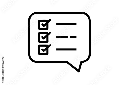 Checklist in Speech Bubble Icon – Task List Communication Vector