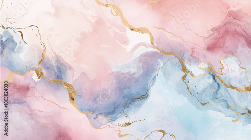 Abstract watercolor hand painted background with vintage map paper texture and colorful floral art design