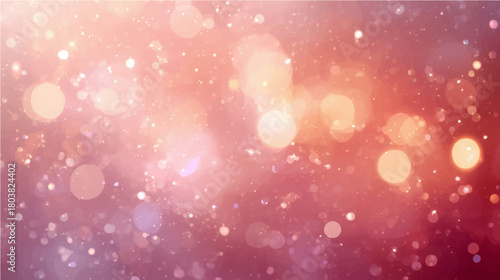 Abstract pink bokeh background with bright winter light sparkle and holiday decoration design