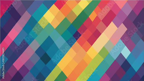 Seamless geometric vector pattern with colorful abstract triangle shapes and square mosaic style for trendy textile design