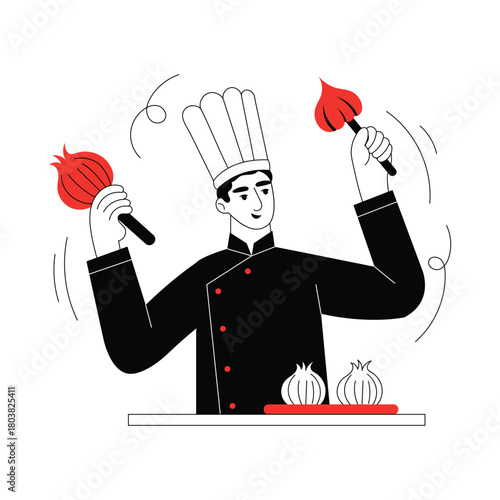 Food Garnishing Flat Illustration EPS 10 File 