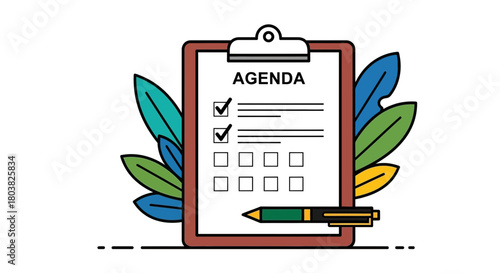 Manage tasks with agenda on clipboard and pen for peak productivity