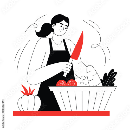 Grocery Holding Flat Illustration EPS 10 File 