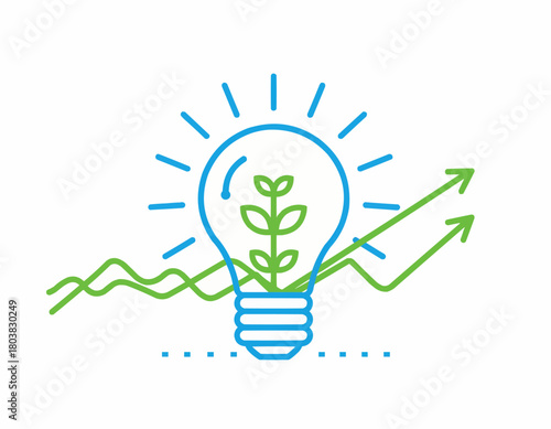Business Growth and Eco Innovation Vector Illustration