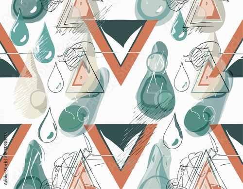 Modern Organic and Geometric Seamless Pattern