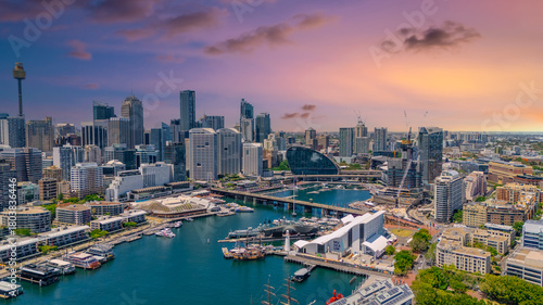 Wallpaper Mural 18 November 2025 Panoramic night view of Sydney Harbour and City Skyline of NSW Australia beautiful colourful skies on a beautiful spring day Torontodigital.ca