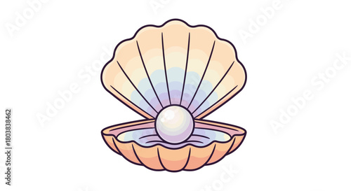 Oyster with a luminous pearl, a symbol of natural beauty and luxury