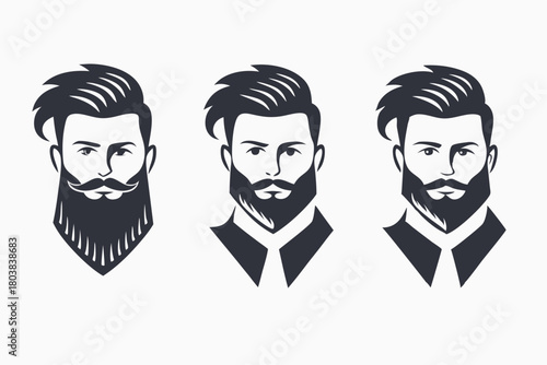 Three bearded men's portraits display various beard styles against a plain, clean white backdrop