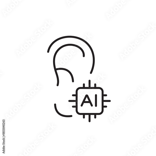 A vector icon representing AI social listening and audience monitoring, created in line style with editable stroke