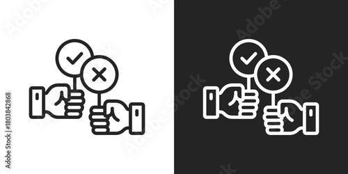 Decision Making Icon In Black And White Line Style