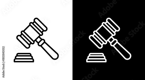 Gavel With Icon Set Design