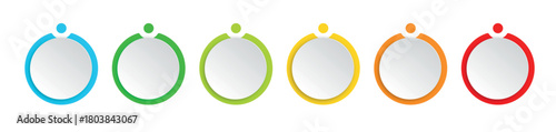 Colorful infographic circles with white space for text on a white background in a horizontal row