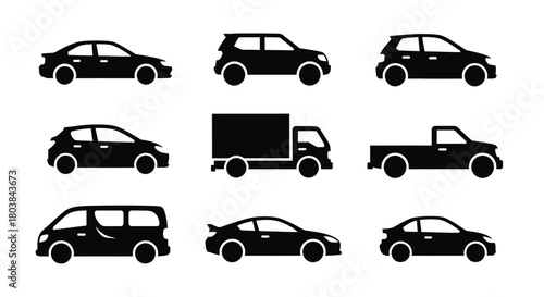 Diverse vehicle icons for transportation and logistics projects