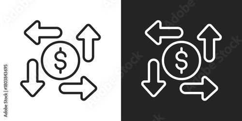 Diversification Icon In Black And White Line Style