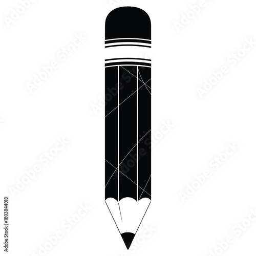Classic pencil silhouette with eraser and sharpened tip
