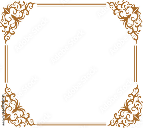 frame with gold ornament frame with ornament frame with golden leaves Golden Rectangle, Corner, Certificate, Border, Pattern, Line, Photo, Wedding, Invitation, Background, Thai, Islamic,