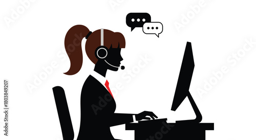 Professional support agent answering customer questions with headset