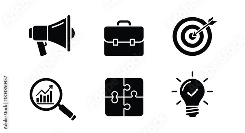 Business icons success strategy planning marketing idea teamwork goal achievement