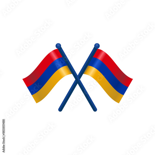 Two crossed armenia flags isolated vector illustration