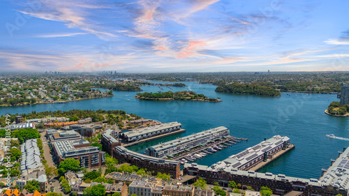 18 November 2025 Panoramic night view of Sydney Harbour and City Skyline of NSW Australia beautiful colourful skies on a beautiful spring day