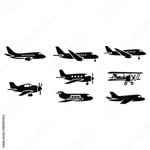 Collection of diverse aircraft silhouettes