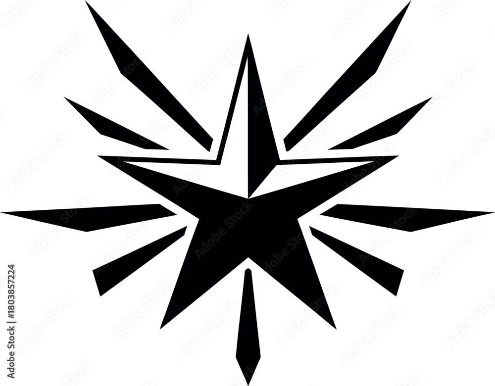 Obraz premium Abstract black star burst emblem graphic element simple vector