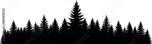 Classic evergreen forest silhouette vector illustration element