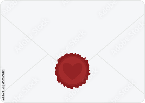 Elegant vector illustration of a closed envelope sealed with a red wax stamp featuring a heart symbol.
