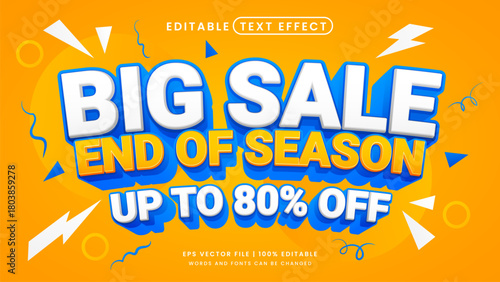 Big sale end of season 3d editable text effect template