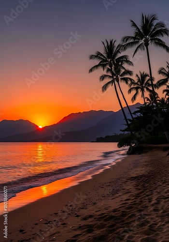 Sunset on tropical beach