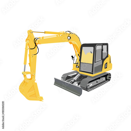 Crawler Excavator. Construction and Industrial Machinery Illustration.eps