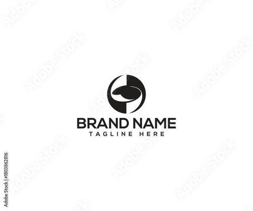 Abstract Brand Logo Design: A modern and sleek abstract logo, perfect for representing a brand identity. The logo features a minimalist design with a unique shape, and a catchy slogan below it