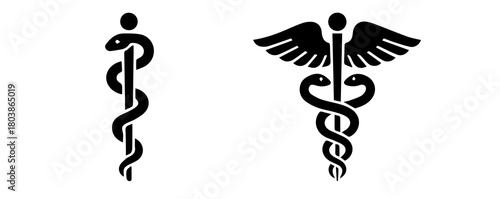 Foto Rod of Asclepius and Caduceus Medical and Commerce Vector Icons