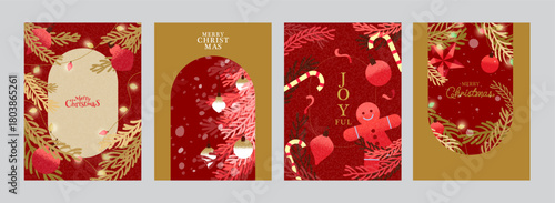 Set of minimalist Christmas and New Year greeting card