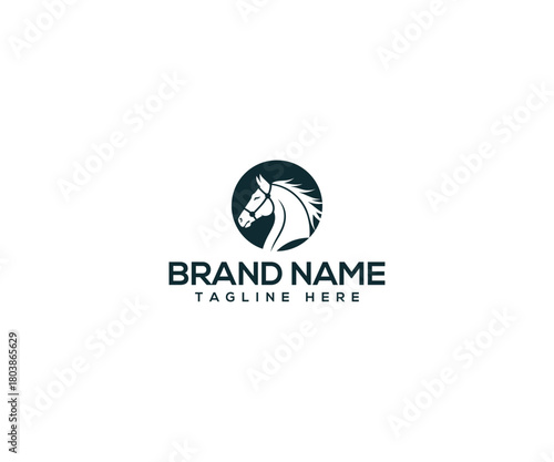Equestrian Silhouette: A minimalist emblem of equestrian elegance, featuring a noble horse's profile encapsulated within a clean, circular design. The image suggests grace, strength.