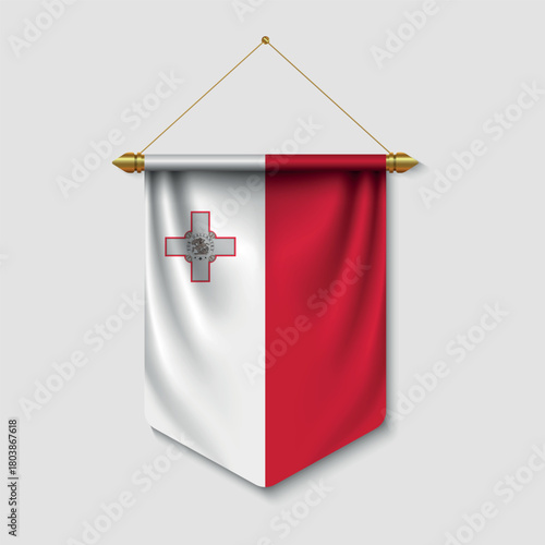 Hanging Maltese National Flag Pennant with George Cross