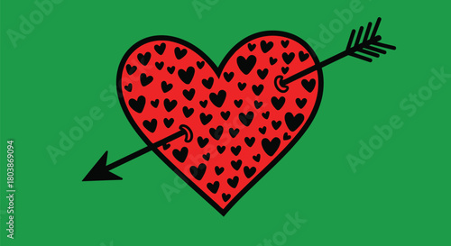 Show your love with this charming heart pierced by Cupid's arrow!