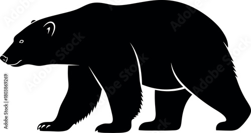 Bold bear silhouette walking, wild animal graphic design element