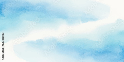 Light blue watercolor background texture soft pastel wash painting abstract sky illustration for creative design