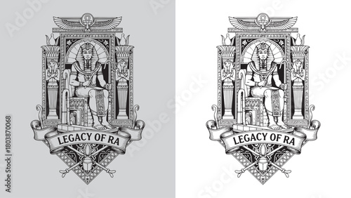 Legacy of Ra: Egyptian Pharaoh on Throne with Ankh and Royal Scepter