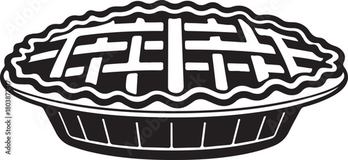 Print black and white vector illustration of a pie isolated on