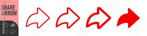 Share arrow icon. Reply, send, forward icons. Editable stroke, outline, and solid icons. For social media, sharing, sending and app interfaces. Colorful set of vector icons