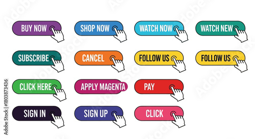 Clickable buttons for modern website design and user interface needs