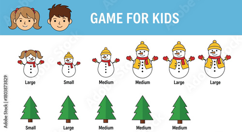 Engaging winter game for kids learning size differences visually
