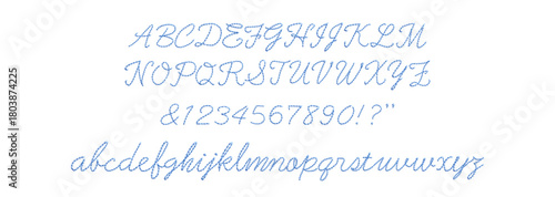 ステッチ刺繍風筆記体文字