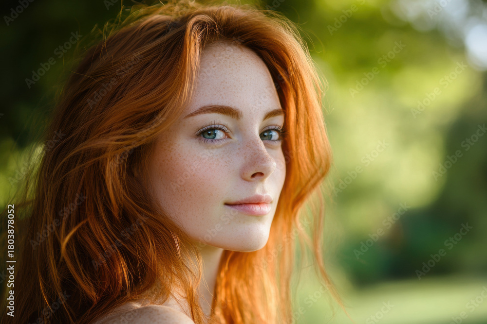 Obraz premium Redhead Woman with Freckles